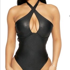 NW Leather Halterneck Bodysuit